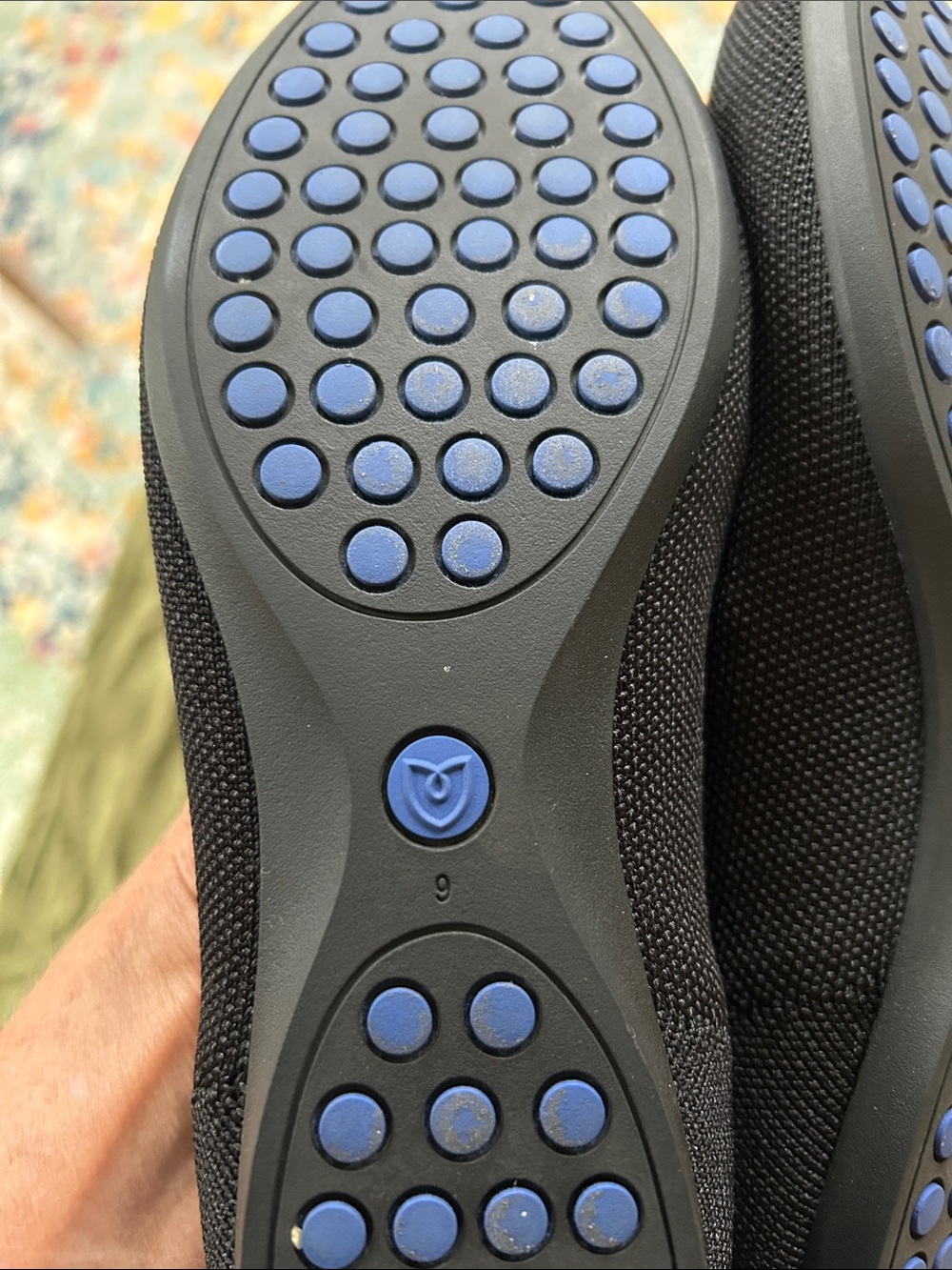 Rothy's black Knit V‑Neck Flats with Blue Trim - Picture 5 of 5
